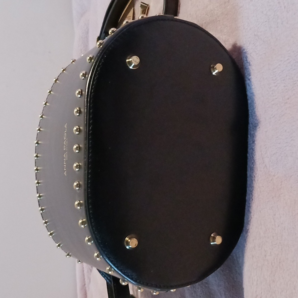 Gorgeous! ANNA PAOLA Genuine Leather Bucket Drawstring Bag. Made In Italy 🇮🇹 - Picture 6 of 9